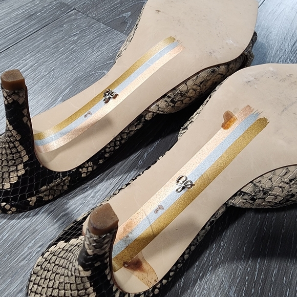 Sam Edelman Women's Snakeskin Mules - Black and Tan Janessa Size 8m - Picture 9 of 10